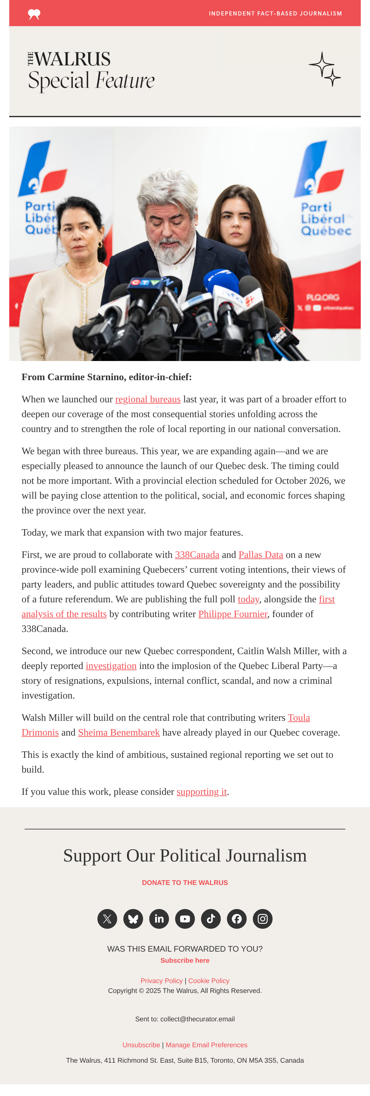 Why We Launched Our First-Ever Poll - email email from The Walrus