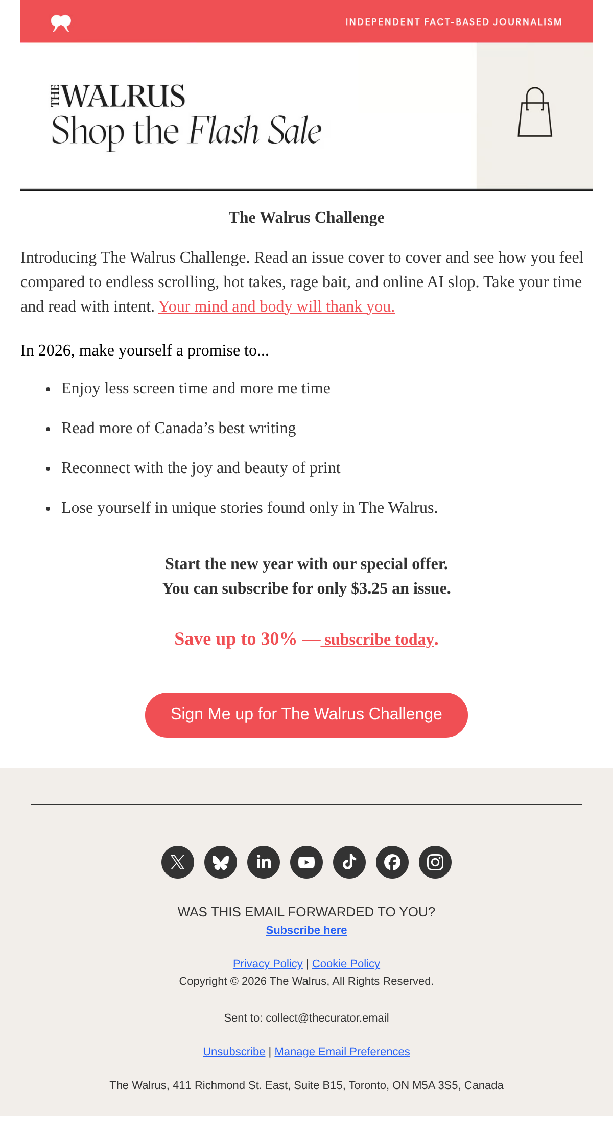 Try The Walrus Challenge - email email from The Walrus