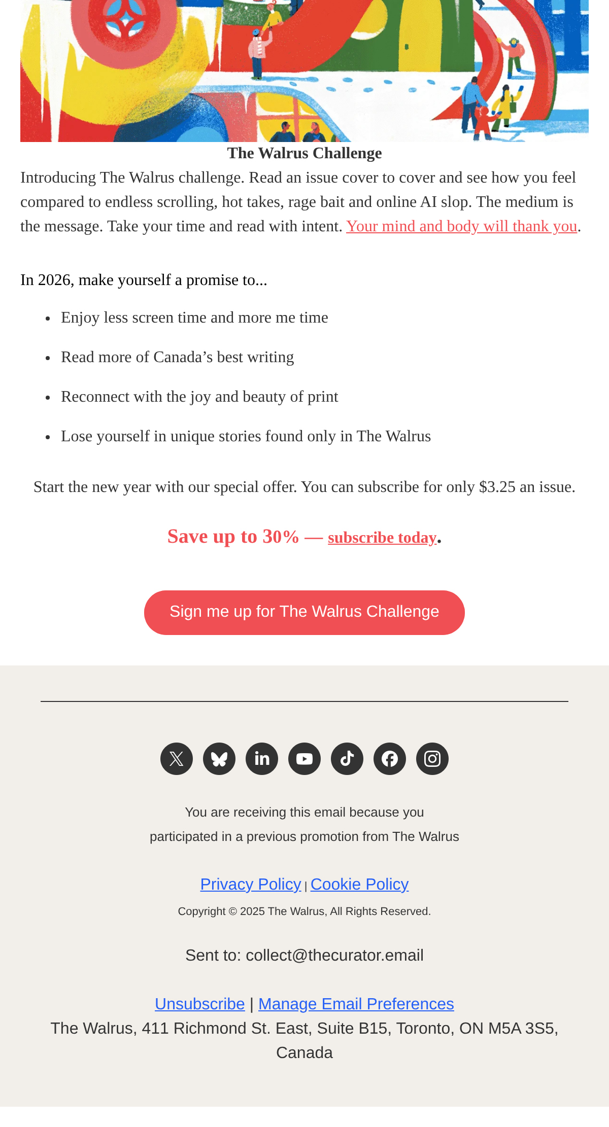 Try The Walrus Challenge — You'll Thank Yourself Later - email email from The Walrus